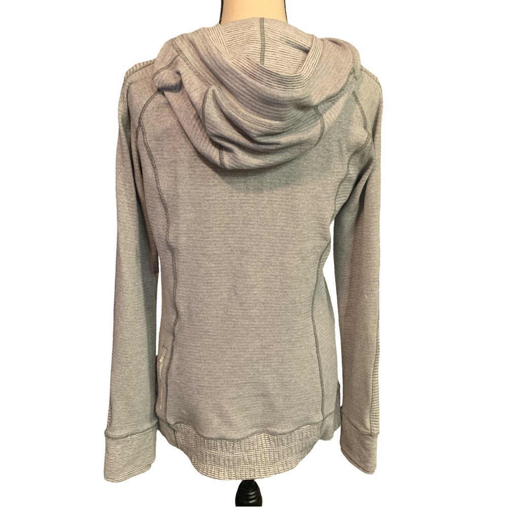 LULULEMON Think Fast Hoodie Mini Check White Heathered Slate Tonka Stripe Sz 10 - Picture 3 of 9